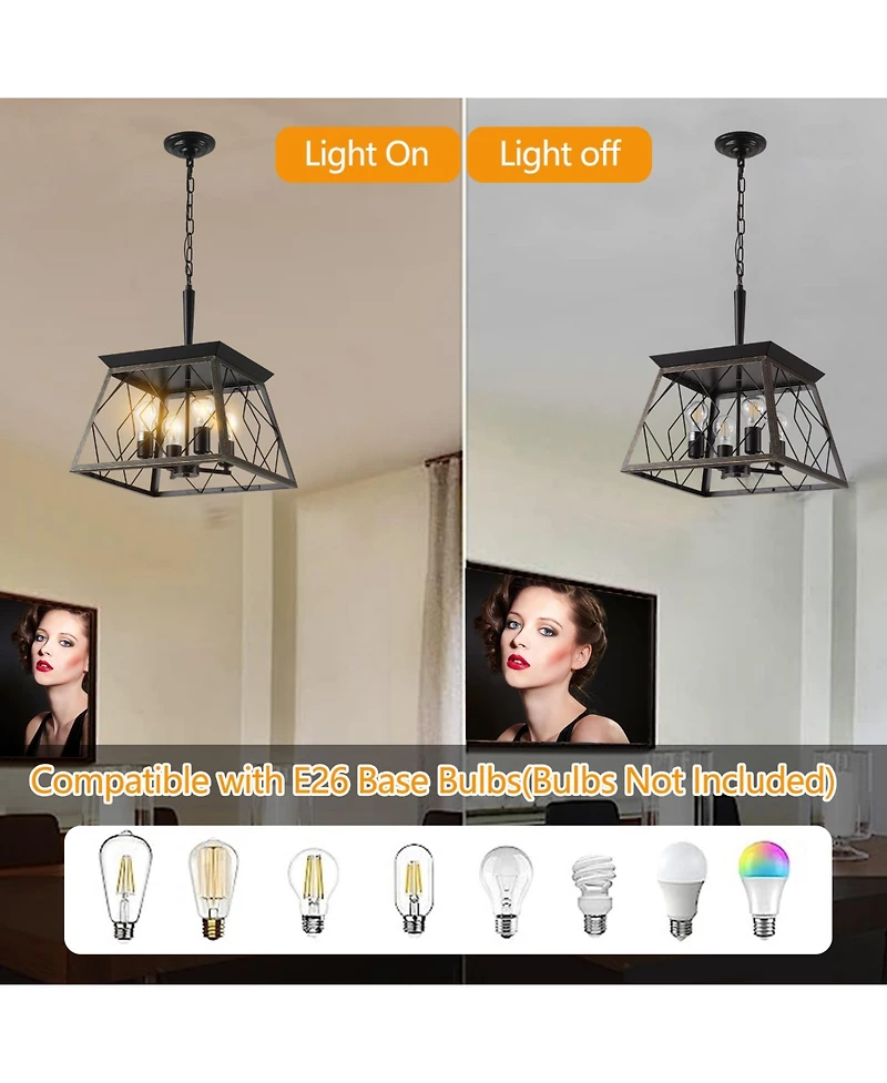 Clihome Farmhouse Chandelier 4-Light Vintage Antique Chandeliers Light Fixture,Golden (No Bulbs)
