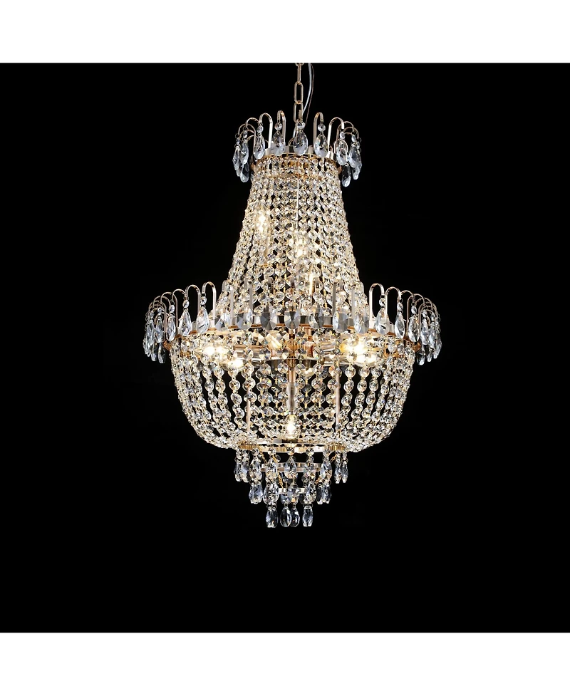 Clihome Gold Crystal Chandeliers, Large Contemporary Luxury Ceiling Lighting (Without Bulb)