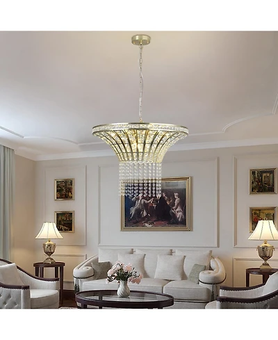 Clihome 8-Light Wide Crystal Waterfall Chandelier