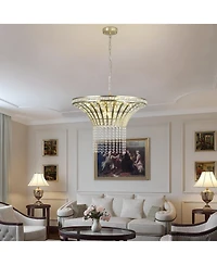 Clihome 8-Light Wide Crystal Waterfall Chandelier