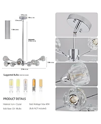 Clihome Modern Crystal Chandeliers, 9 Lights Chandelier, Kitchen Light Fixtures (Bulbs Not Included)