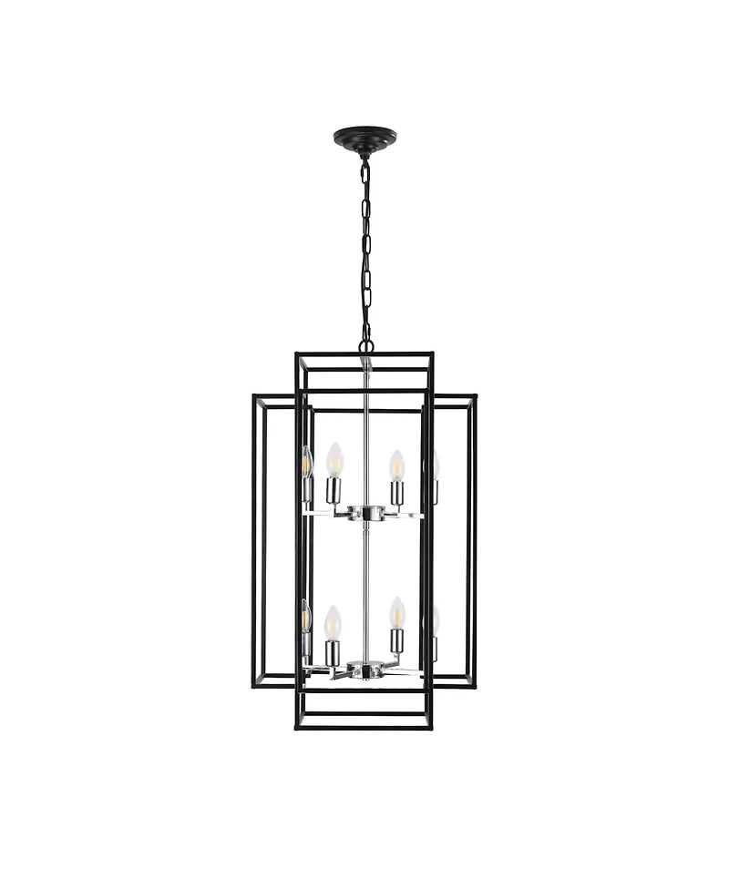 Clihome Industrial Metal Frame 8-Light Geometric Pendant Chandelier, Adjustable Hanging Light