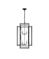 Clihome Industrial Metal Frame 8-Light Geometric Pendant Chandelier, Adjustable Hanging Light