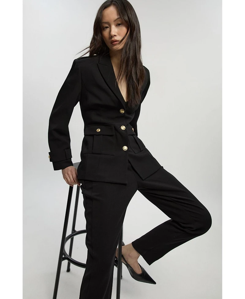 Karen Millen Women's Military Single Breasted Blazer