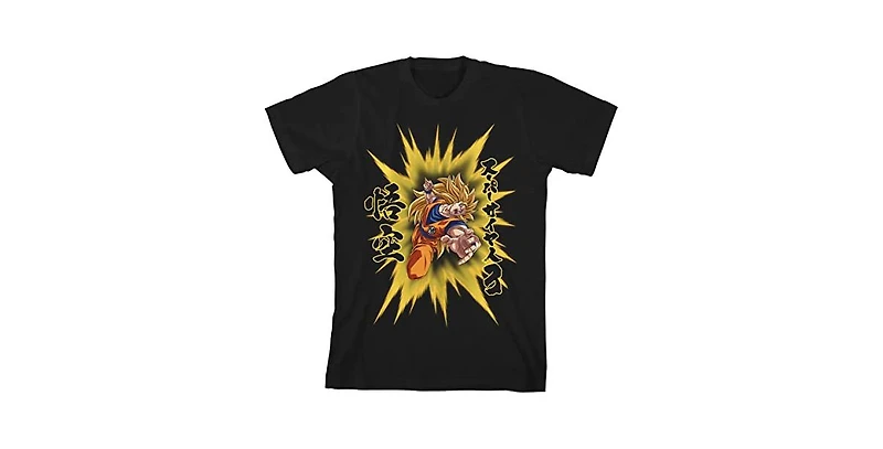 Dragon Ball Z Boys Super Goku Saiyan Charge Youth Black T-shirt