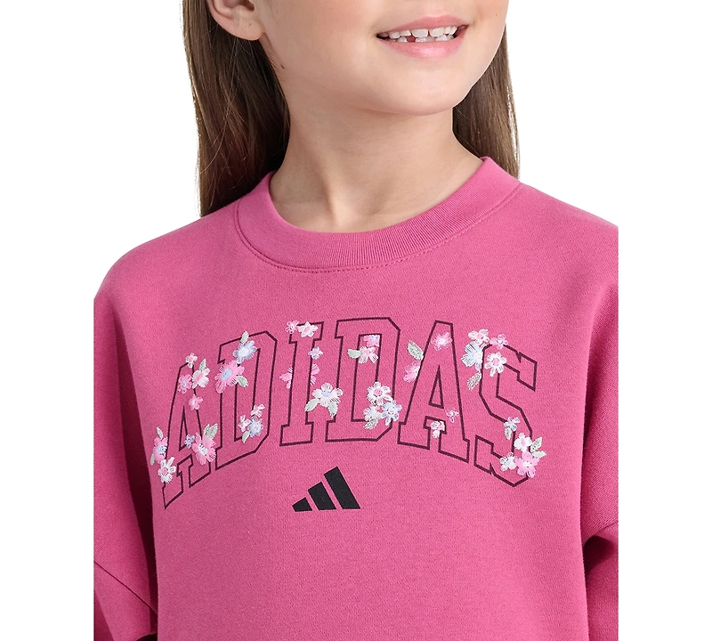 adidas Girls' 2T-6X Long-Sleeve Sweatshirt and Pants, 2-Piece Set