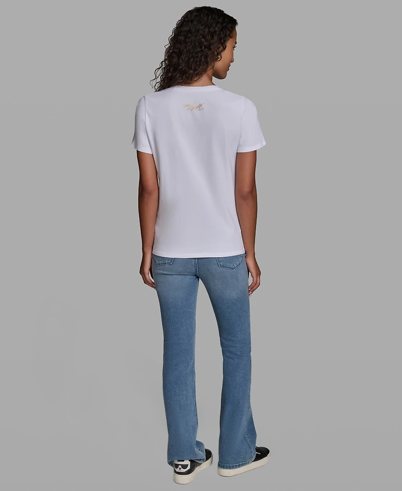 Karl Lagerfeld Paris Women's Bonjour Crewneck T-Shirt