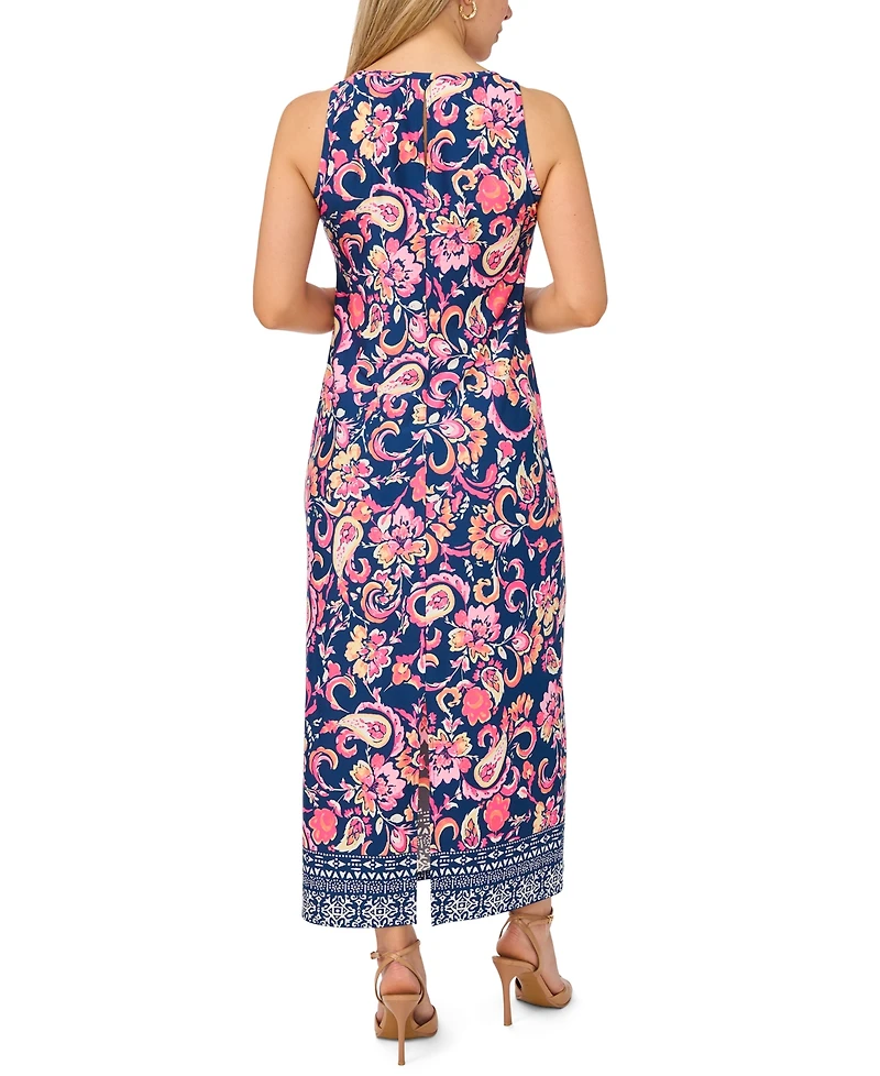 Msk Petite Printed Round Neck Sleeveless Maxi Dress