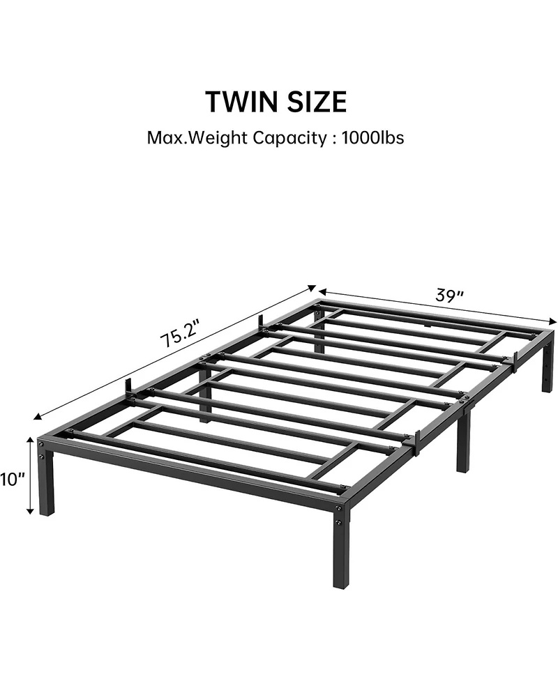 gaomon 10" Bed Frame, Heavy Duty Platform Bed with Storage Space, Steel Support, No Box Spring Needed