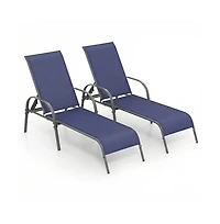 Boyel Living 2 Piece Outdoor Patio Lounge Chair Chaise Fabric with Adjustable Reclining Armrest