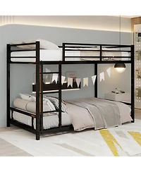 Rainsken Metal Bunk Bed Low Profile Bunkbed, with Ladder and Full-Length Guardrail, Noise Free, No Spring Box Required