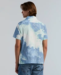 Perry Ellis Men's Wave Print Camp Collar Shirt