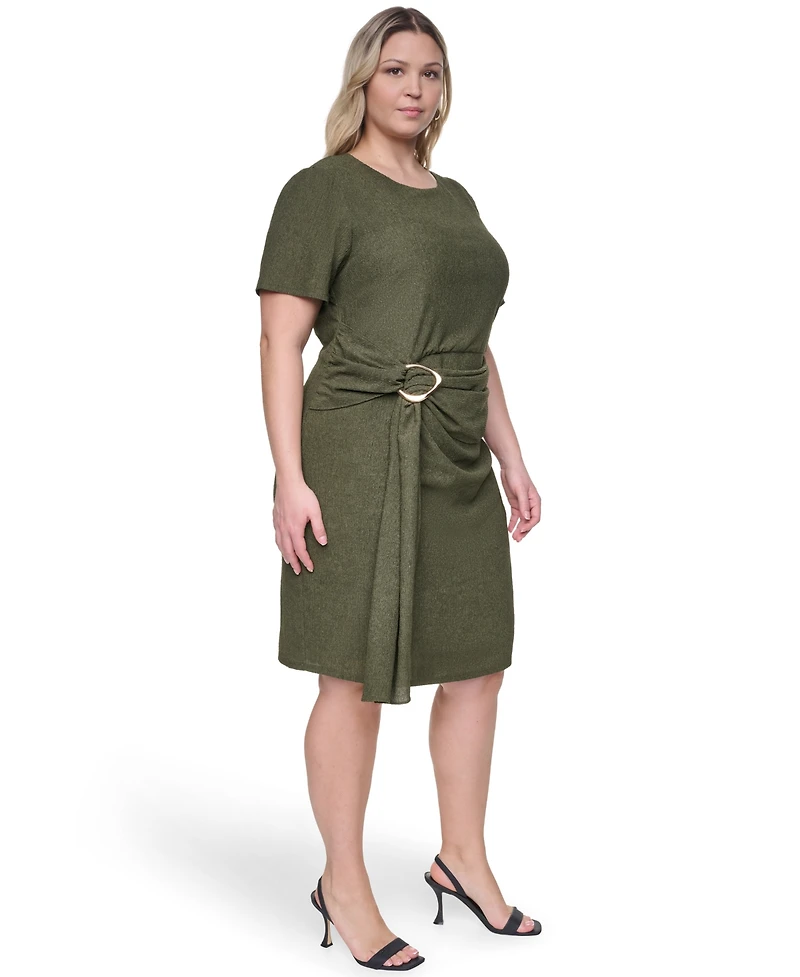 Vince Camuto Plus Jewel Neck Short-Sleeve Dress