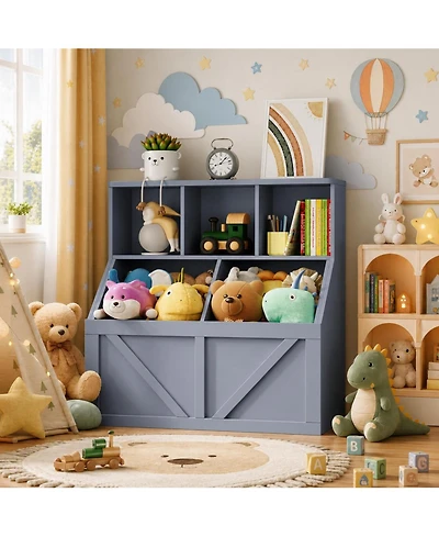 homfan Kids Toy Storage Organizer, Bookshelf and Storage, Toddlers Organizer for Rooms Playroom Bedroom Nursery Daycare
