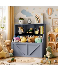 homfan Kids Toy Storage Organizer, Bookshelf and Storage, Toddlers Organizer for Rooms Playroom Bedroom Nursery Daycare