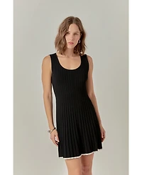 endless rose Women's Contrast Ribbed Knit Mini Dress