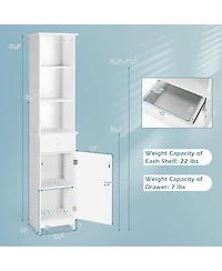 sumyeg Tall Freestanding Bathroom Storage Cabinet with Open Shelves and Drawer