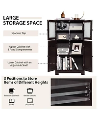 sumyeg Bathroom Floor Storage Cabinet with Doors and Adjustable Shelf
