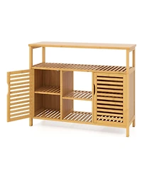 sumyeg Bamboo Bathroom Storage Cabinet with Shelves and Doors