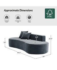 Hulala Home Nerio 94" Modern No Assembly Required Compressed Cloud Sofa