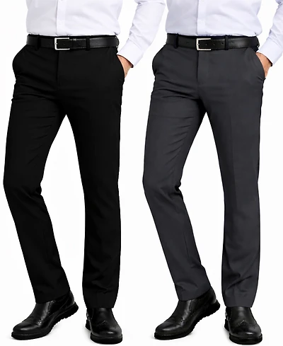 Galaxy By Harvic Men's Slim-Fit Woven Stretch Pants, 2-Pack