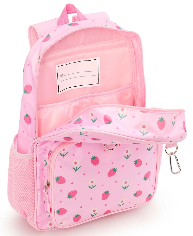 Rainbow Sugar Girls' Watercolor Elevated Backpack With Lunchbox , Pencil Case Set, Water Bottle with Lavender Lid and Carabinar, 5-Piece Set
