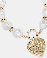 On 34th Heart Charm Imitation Pearl Stretch Bracelet, Macy's Exclusive