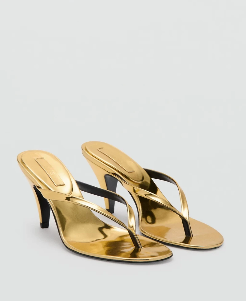 Mango Women's Funnel Heel Metallic Sandals