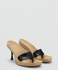 Mango Women's Mixed Leather Heeled Sandals