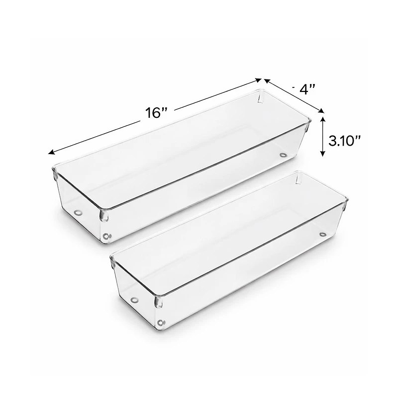 Sorbus 2 Pack Clear Long Drawer Organizers