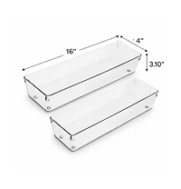 Sorbus 2 Pack Clear Long Drawer Organizers