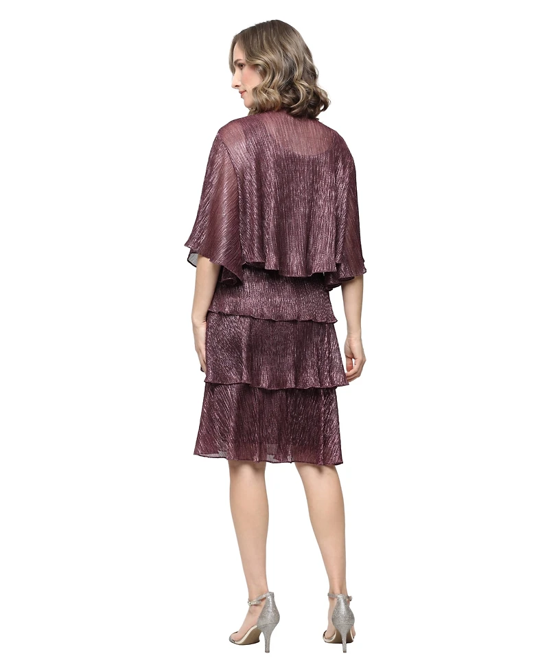 Sl Fashions Women's Embellished Crewneck Jacket Dress