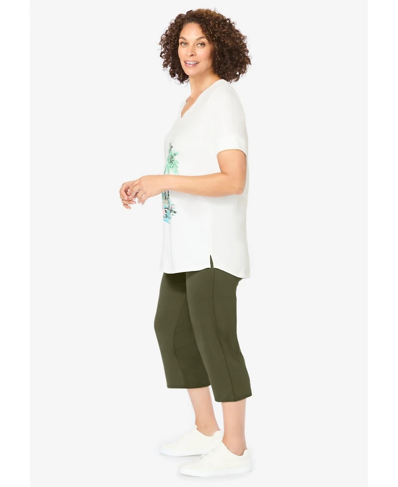 Woman Within Women's Two-Piece V-Neck Tunic & Capri Set