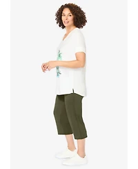 Woman Within Women's Two-Piece V-Neck Tunic & Capri Set