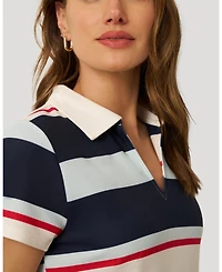 Cable & Gauge Women's Striped Polo Collar Mini Dress