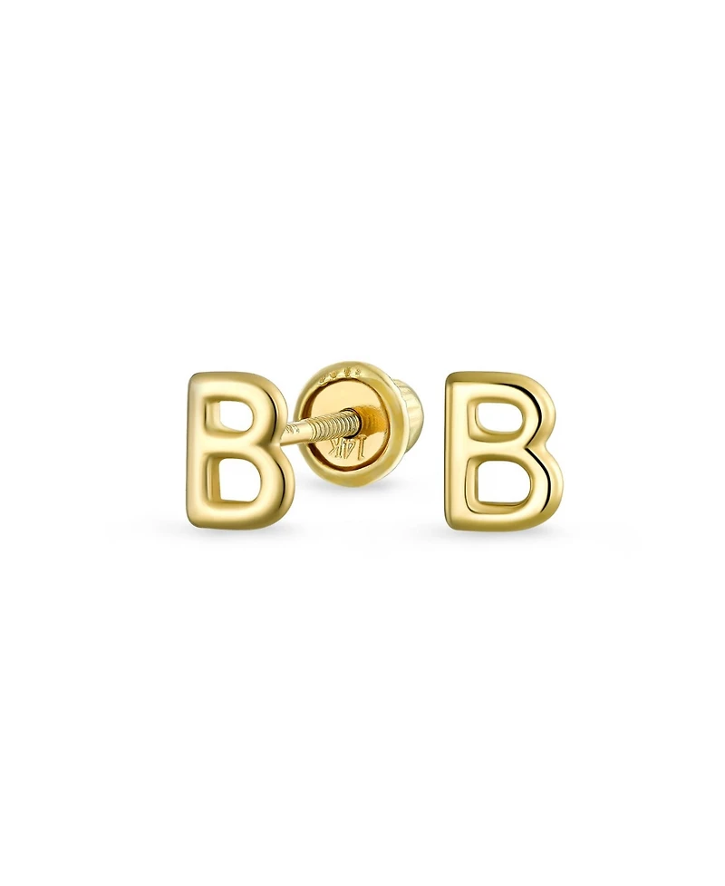 Bling Jewelry Abc Tiny Block Alphabet Letter Initial Stud Earrings Screw-Back