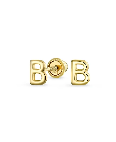 Bling Jewelry Abc Tiny Block Alphabet Letter Initial Stud Earrings Screw-Back