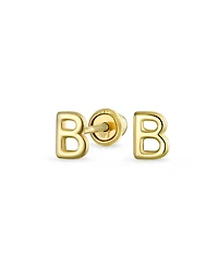 Bling Jewelry Abc Tiny Block Alphabet Letter Initial Stud Earrings Screw-Back