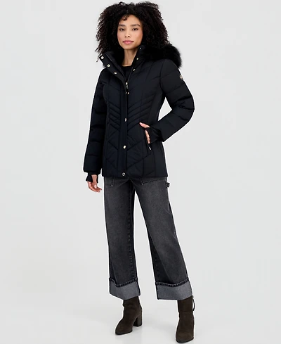 Michael Kors Women's Faux-Fur-Trim Hooded Puffer Coat
