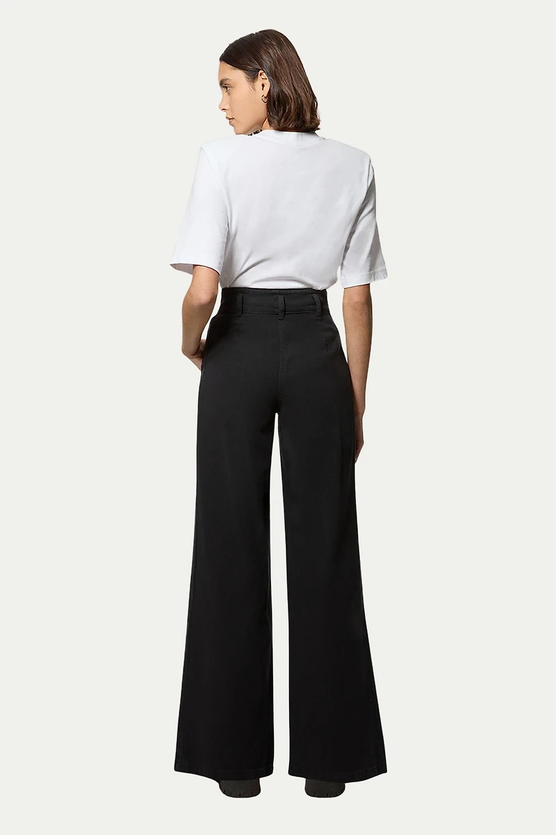 Karen Millen Women's Denim Wide Leg High Waisted Jeans