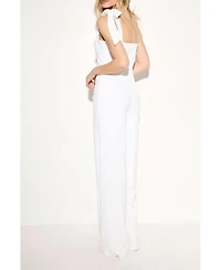 MissPap Women's Bow Shoulder Wide Leg Jumpsuit