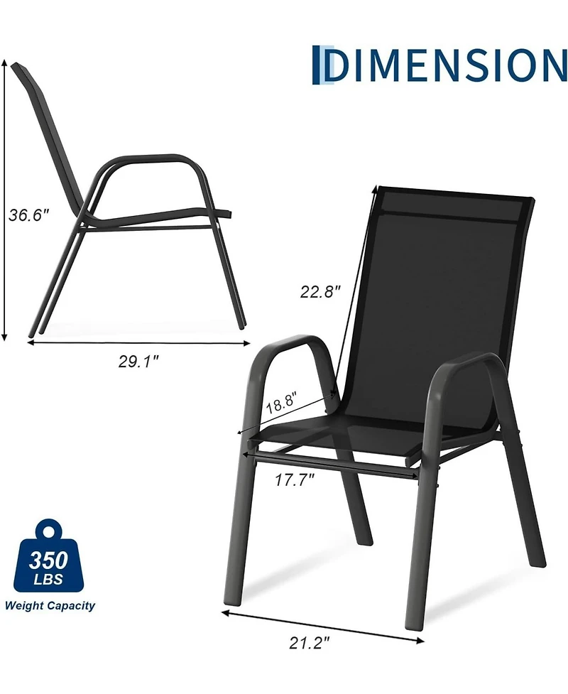 Xo Set of 4 Outdoor Stackable Patio Chairs with High Back for Backyard Poolside Garden Balcony