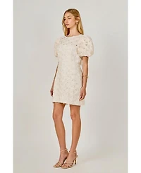 endless rose Women's Textured puff Sleeve mini Dress