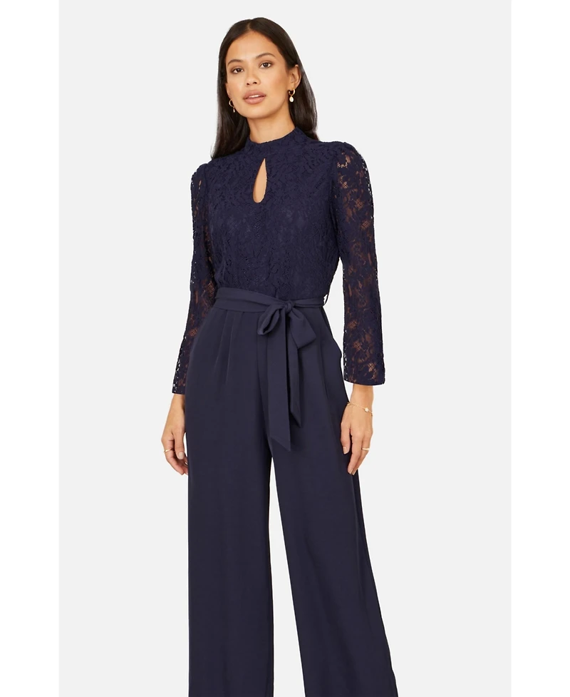 Yumi Women's Lace Applique Jumpsuit