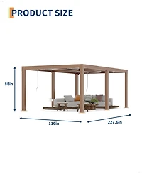 gaomon Adjustable Aluminum Louvered Pergola Reinforced Rustproof Frame Hardtop Gazebo with Integrated Drainage Wood Grain Finish All-Weather Outdoor