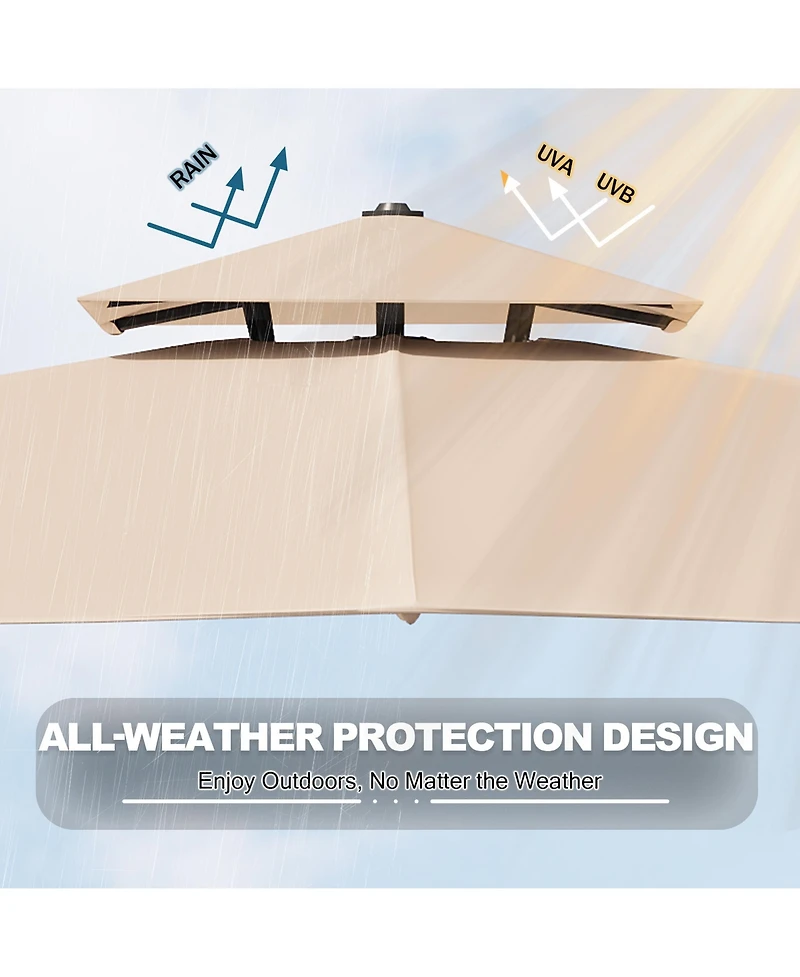 gaomon Square Outdoor Umbrella, Cantilever Patio Umbrella with Rotation and Adjustable Height, Heavy Duty Aluminum