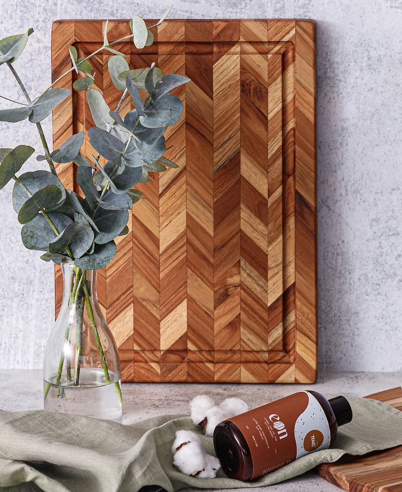 Teakhaus Herringbone Wood Large Cutting Board
