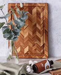 Teakhaus Herringbone Wood Large Cutting Board