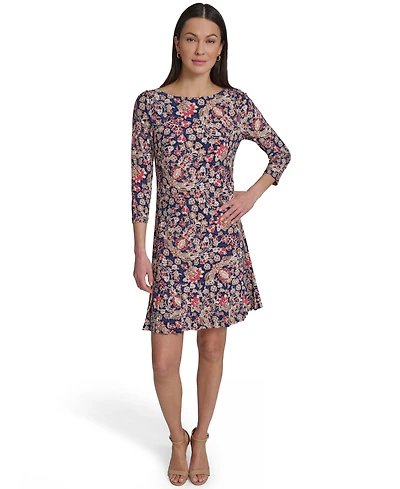 Tommy Hilfiger Women's Boat Neck Pleated Hem Dress