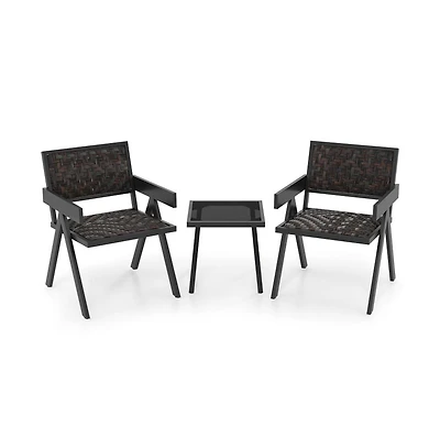 Boyel Living 3 Pieces Patio Pe Wicker Bistro Set with Quick-Drying Foam
